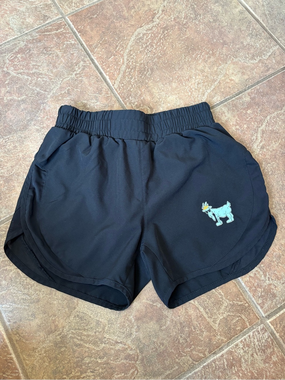 Girls' Black Active Shorts with Deer Graphic